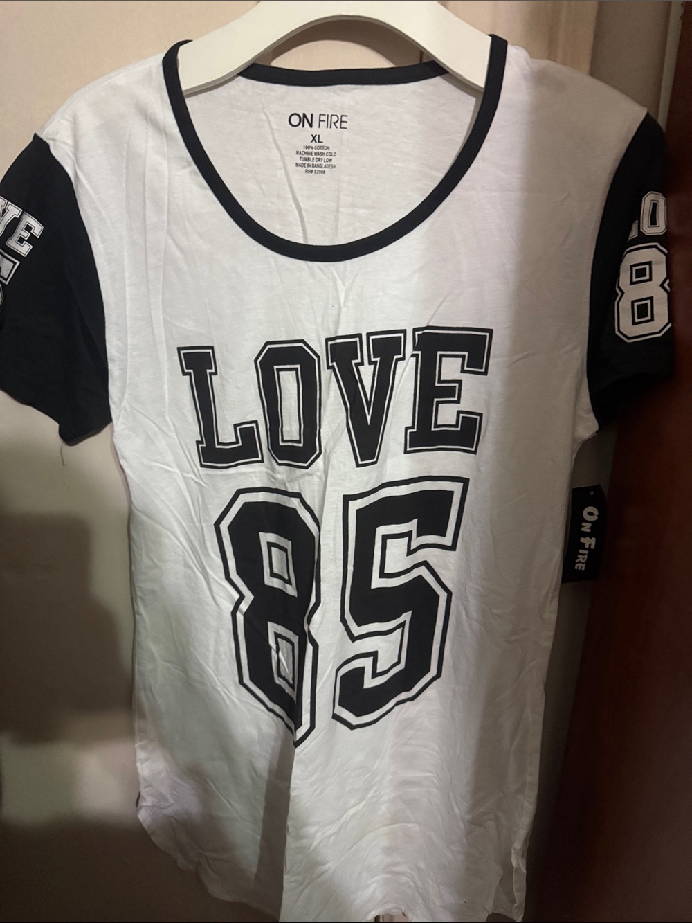 On Fire White & Black 'LOVE 85' Sports Graphic Tee